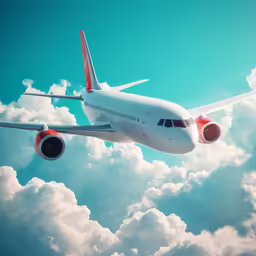 a passenger plane that is flying through the air