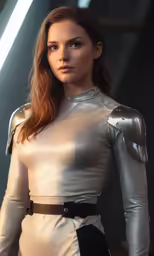 a woman dressed in silver posing for a picture