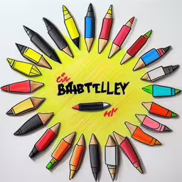 a drawing of a circle of pencils and the words