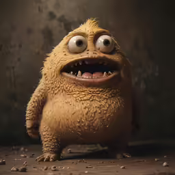 a funny looking cartoon character with big eyes