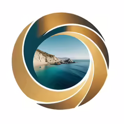 a photo taken from the back of a white building and blue water