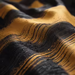 a black and yellow abstract background with small drops of water
