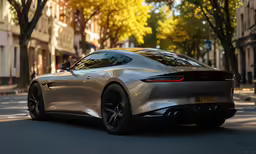 a grey car parked on the side of the road