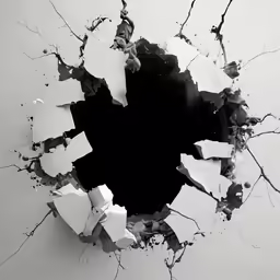 the holes in the wall are filled with pieces of glass