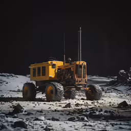 an open vehicle sits in a barren area