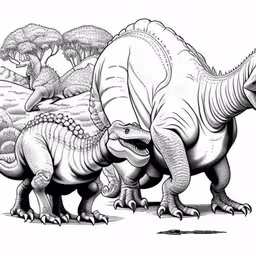 two dinosaurs are fighting with each other in the dirt,two dinosaurs are trying to fight in the distance