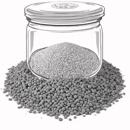 a jar full of gravel with the lid on