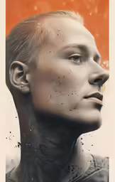 a woman with some hair under her neck