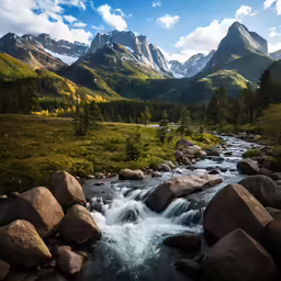 a stream that has a few rocks in it