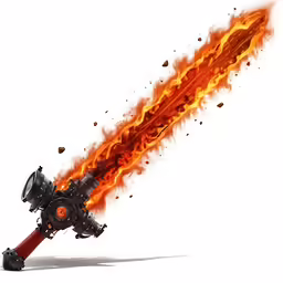 a fire - colored fire extinguisher with bright orange flames