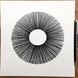 a black and white drawing on top of a table