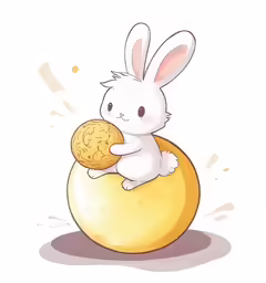 an illustration of a bunny sitting on a egg