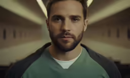 a man is staring into the camera, he appears very angry