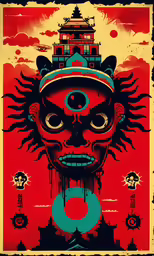 the poster for the exhibition, with a face that has a head in it