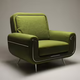 a lime green armchair with a white stripe