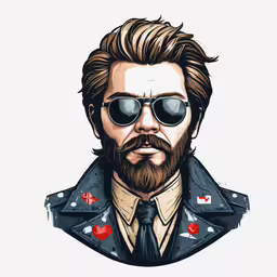 ironman illustration of the hero with sunglasses,a digital portrait with sunglasses and a beard
