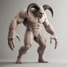 a computer generated picture of a demon with horns