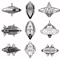 the six planes of spaceships are shown