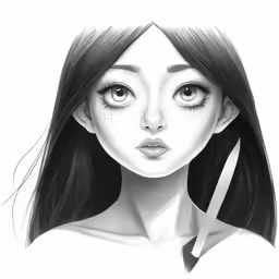 an anime girl with black hair with scissors