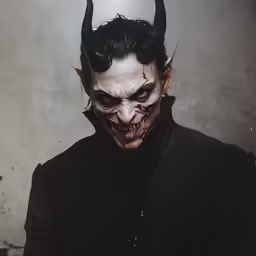 a male vampire with long horns on his head