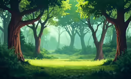 a forest filled with lots of trees and grass