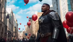 a man standing in a street dressed as captain america