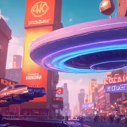 an alien planet hovering above a city in the sky