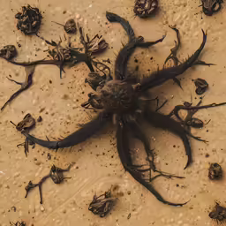 the large tararan is on the sand with little debris