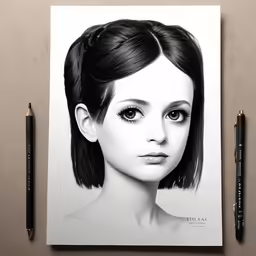 the face of a woman drawn by pencil