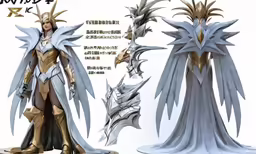 a white and gold statue with a long hair