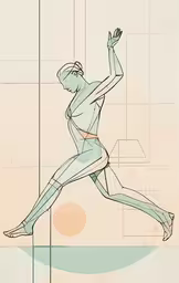a drawing of a man running in the sun,a hand drawn picture of a male in a tight suit