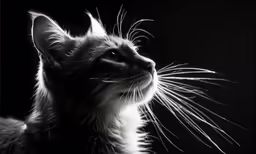 a black and white photo of a cat