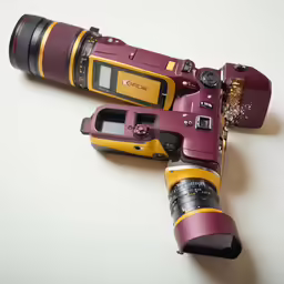 the old and used camera is on display