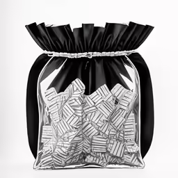 black and white photo of a bag filled with candy canes
