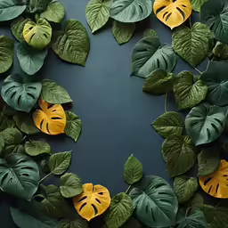 yellow and green leaves on the green surface