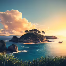 an island in the middle of a body of water