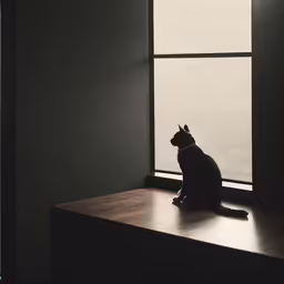 a small black dog sitting by a window