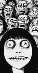 a very scary movie poster with many zombie looking faces