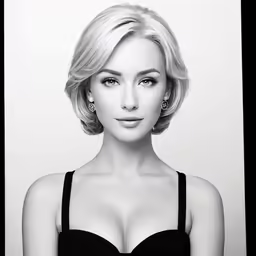 the woman is posing for a black and white photo