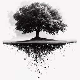 a black and white photo of a tree