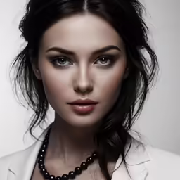 the beautiful woman is posing with her hair down