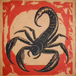 a scorpion with some sort of design on it