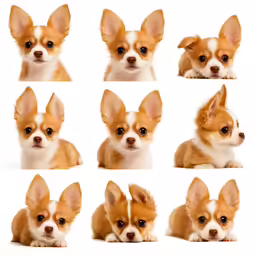 several pictures of an adorable little puppy