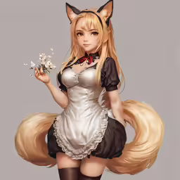 this is a beautiful girl with blonde hair and a fox costume