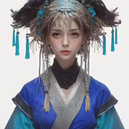 a digital painting of a woman with hair feathers
