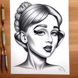 a pencil drawing of a woman