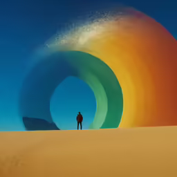 there is a person standing in front of a painting