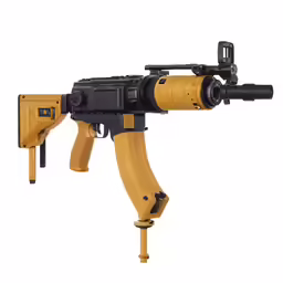 an ar - 15 rifle with its recoil and rail arms open