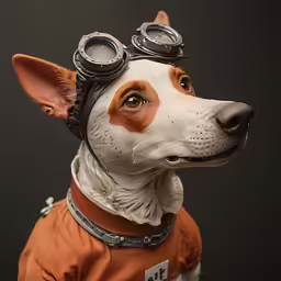a dog is wearing a collar and wearing goggles