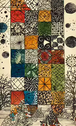 artwork with a pattern in it on a white background